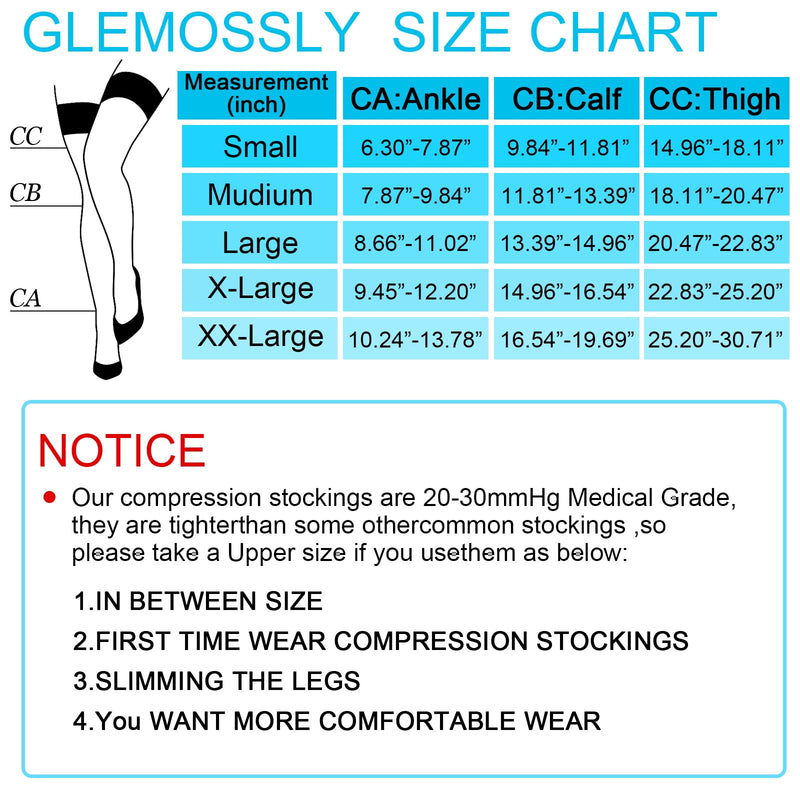 [Australia] - Thigh High Medical Compression Stockings For Women & Men,Firm Support Hose 20-30 mmHg,Treatment Varicose Veins Swelling Footless Black XX-Large 