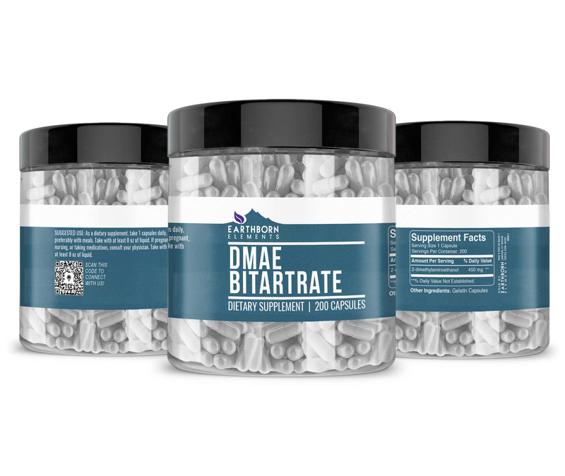 [Australia] - Earthborn Elements DMAE Bitartrate 200 Capsules, Pure & Undiluted, No Additives 1 Count (Pack of 200) 