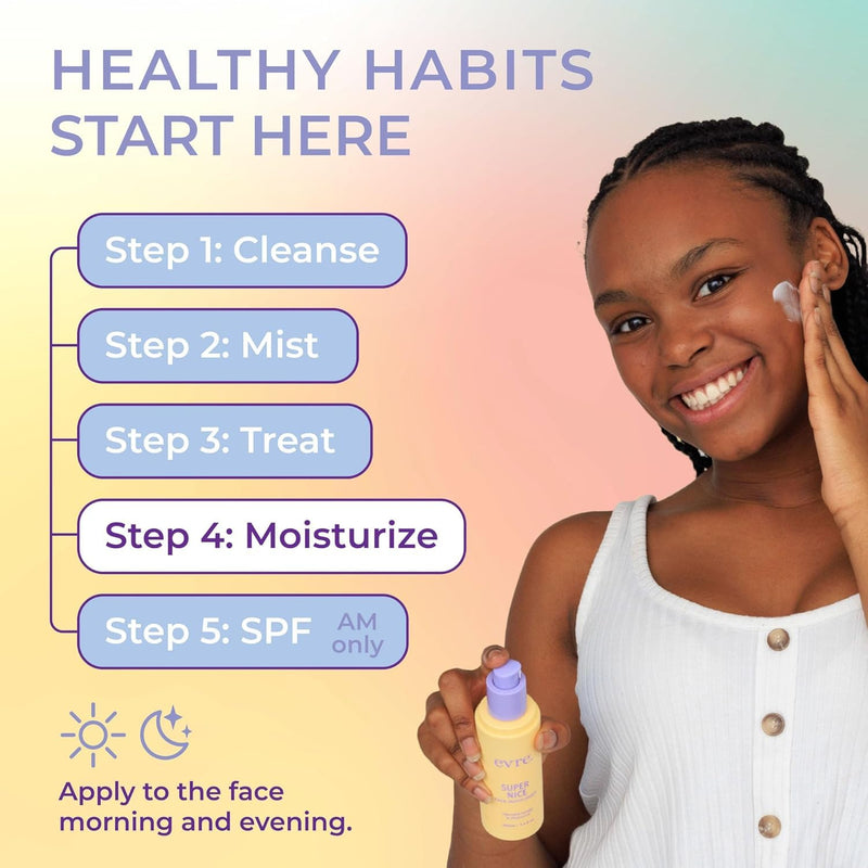 Evre Super Nice Face Moisturizer for Teen Girls | 3.4 fl oz - With Manuka Honey & Vitamin E