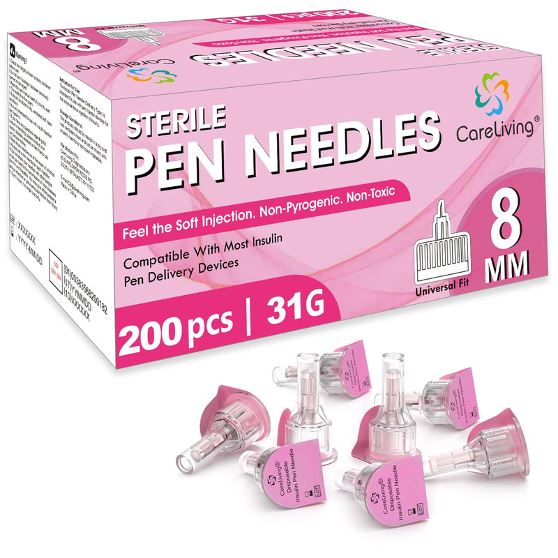 [Australia] - Insulin Pen Needles 31G 8 mm (5/16"), 200 Count, Universal Fit Compatible with Most Pen Injector Device, Ultra-Thin for Comfortable Insulin Injection 