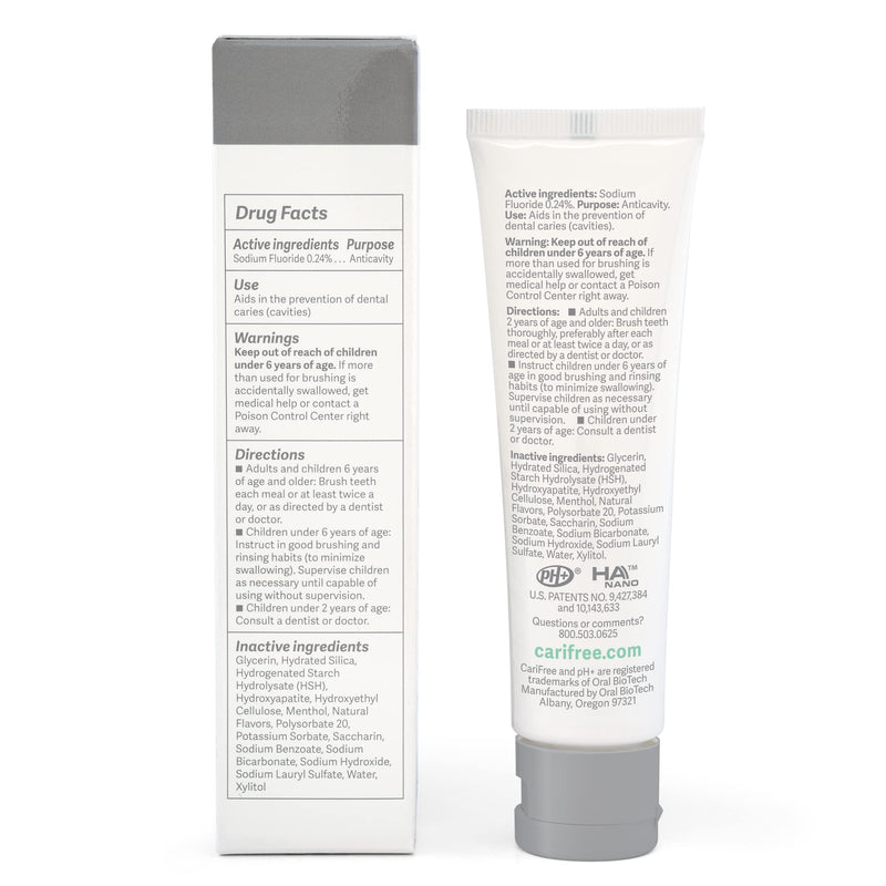 CariFree Gel 1100 (Mint) Anti-Cavity Fluoride Toothpaste with Nano Hydroxyapatite, Cavity Prevention and Enamel Protection, Dentist Recommended for Kids and Adults, 2.40 oz. Mint 2.4 Ounce (Pack of 1)