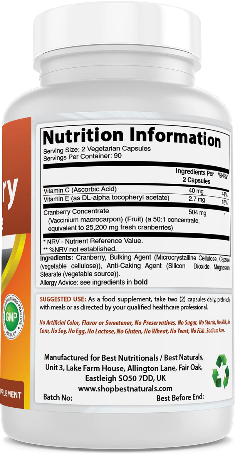 Best Naturals Cranberry 3X Strength, 12600 mg 180 Veggie Capsules (180 Count (Pack of 3))