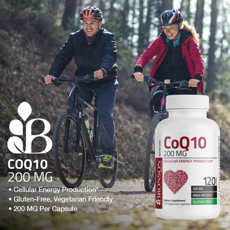 Bronson CoQ10 200 mg (Ubiquinone), High Potency, 120 Vegetarian Capsules | Cellular Energy Production, Powerful Antioxidant & Healthy Heart Function Support 120 Count (Pack of 1)