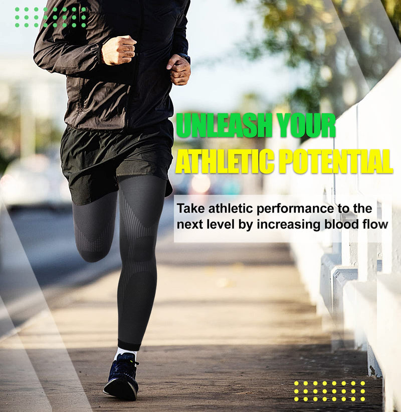 [Australia] - KEKING® Full Leg Compression Sleeves, Unisex, Thigh High Compression Stocking 20-30mmHg Graduated Support for Thigh Calf Knee, Running, Basketball, Reduce Varicose Veins and Swelling, 1 Pair, Black XL X-Large 