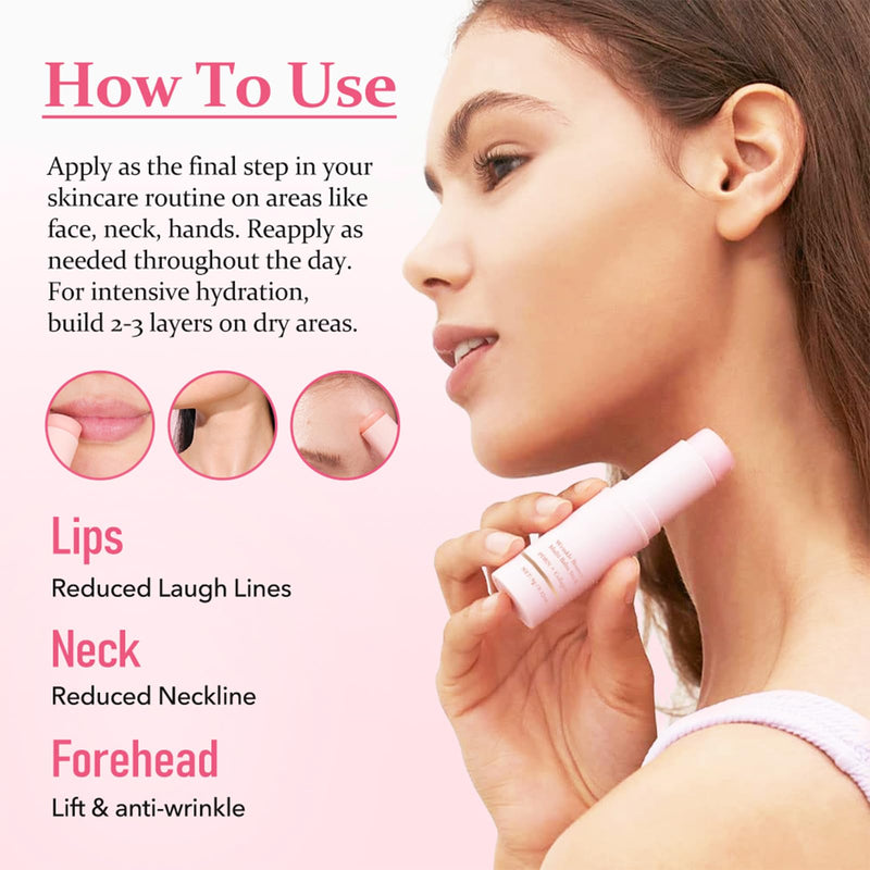 Pure Collagen Wand Stick 2 Pcs, PDRN & Collagen Stick For Face, Wrinkle Filler, Wrinkle Bounce Multi Balm | Firming Serum S-tick For Wrinkles | Portable C-ollagen Face Cream For Face Neck Lips