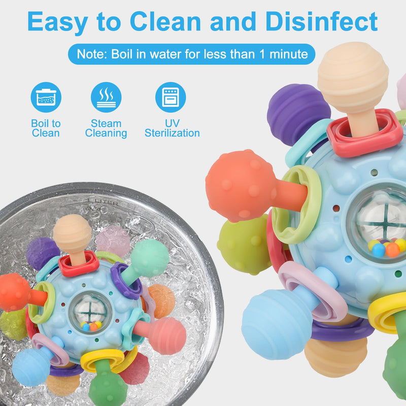 [Australia] - Baby Montessori Sensory Toys for 0-6 6-12 Months, Food Grade Teething Toys for Babies 0 3 6 9 12 18 Months, Newborn Infant Learning Developmental Toys Gifts for 1 2 Year Old Boys Girls Blue 