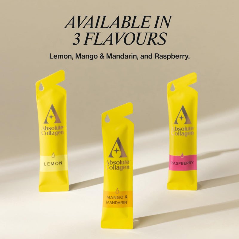 Absolute Collagen Marine Liquid Collagen Supplement for Women | New Lemon Flavour, Supports Hair, Nail & Skin Health, 8000mg of Hydrolysed Collagen per Sachet, Vitamin C | 14 Sachets 140 ml (Pack of 1)