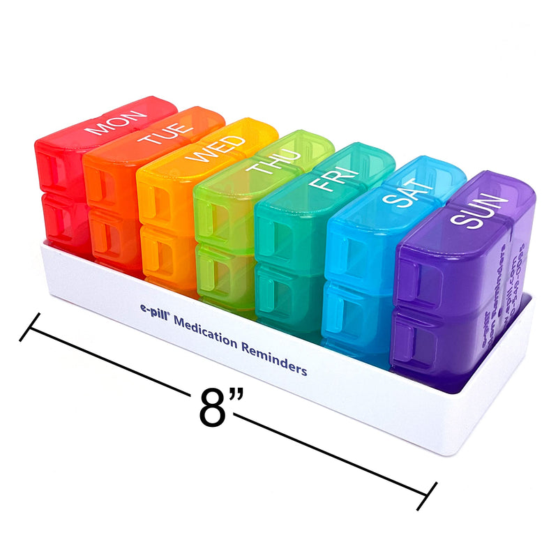 e-Pill 6 Times a Day 7 Day Weekly Pill Organizer – Large Capacity Rainbow Multicolor Pill Box for Vitamins & Medications