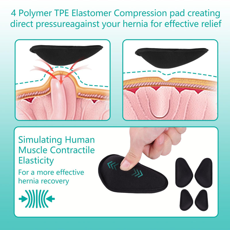 [Australia] - Hernia Belts for Men Inguinal, Groin Brace Hernia Support for Bilateral Hernia, Groin Hernia Truss for Groin Pain Relief, Medical Hernia Guard with 4 Compression Pads, Adjustable Waist Guard - L Large 