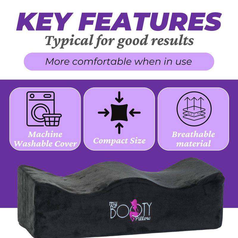 [Australia] - BBL Pillow After Surgery Lifting Cushions, Lightweight Butt Pillow with Female Urinal, Soft Cojin Post Operatorio BBL Butt Cushion, Booty Pillow BBL Post Surgery Supplies Black 