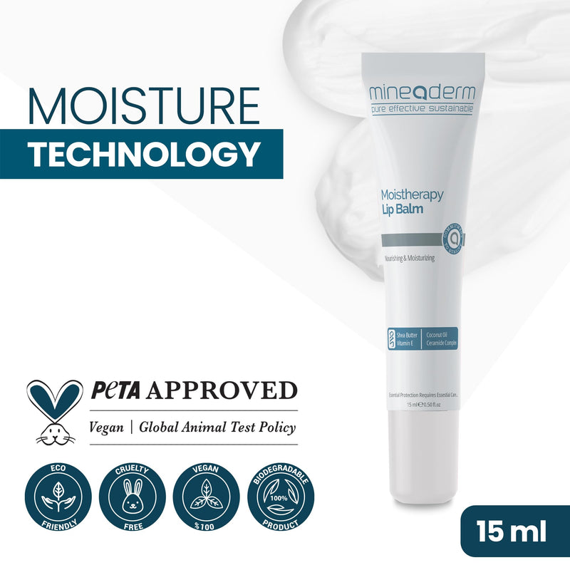 Mineaderm Moistherapy Lip Balm – Ultra-Nourishing Lip Treatment with Shea Butter, Coconut Oil, Ceramides & Vitamin E – For Dry, Cracked Lips – 0.5 fl. oz
