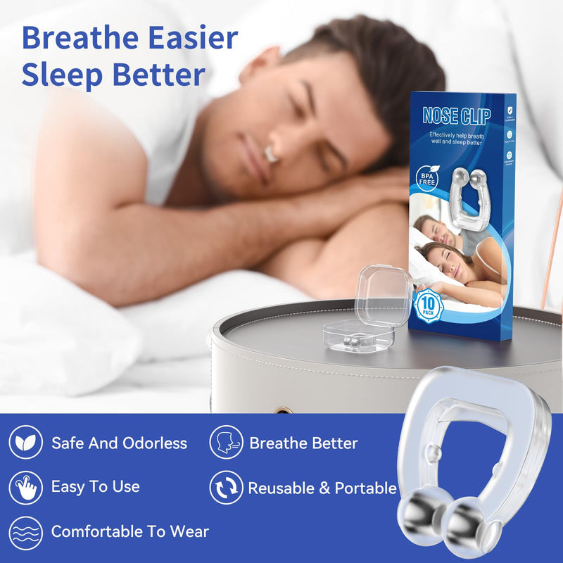 [Australia] - Anti Snoring Devices, Anngola Snoring Solution, Silicone Magnetic Anti Snoring Nose Clip, Effective Hale Breathing Aid, Stop Snoring to Restful Sleep(10 Pack) 
