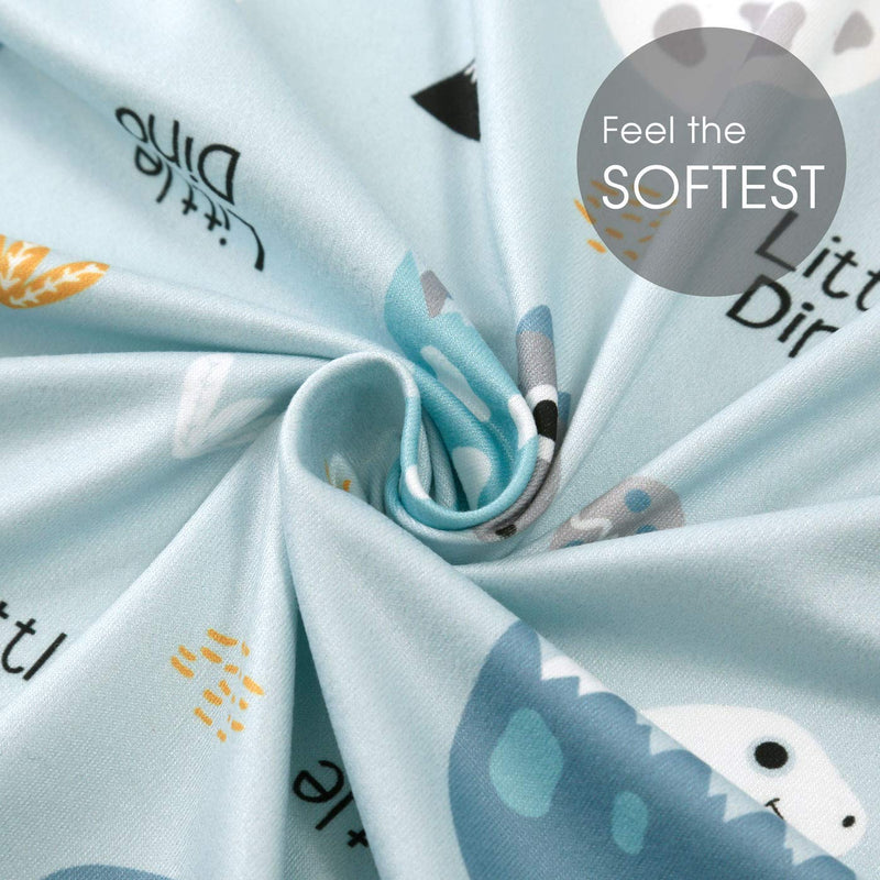 [Australia] - GRSSDER Stretchy Ultra Soft Fitted Bassinet Sheet Set 2 Pack, Universal Fit for Bassinets Baby Cradle Moses Basket Oval Rectangle Pad/Mattress, Happy Dinosaurs Bassinet Sheets for Girls and Boys Blue 