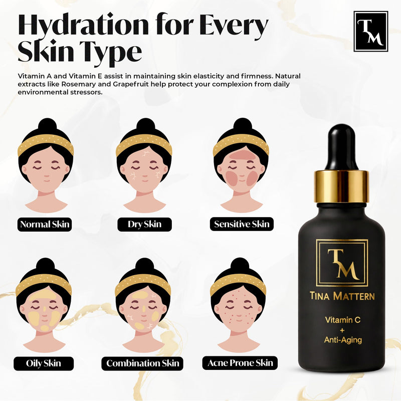 Vitamin C Serum - Apple Stem Cells, Vitamins A & E - 50ml | With Hyaluronic Acid - Brightening Anti-Aging for Dark Spots & Fine Lines - Facial Complex for Women & Men