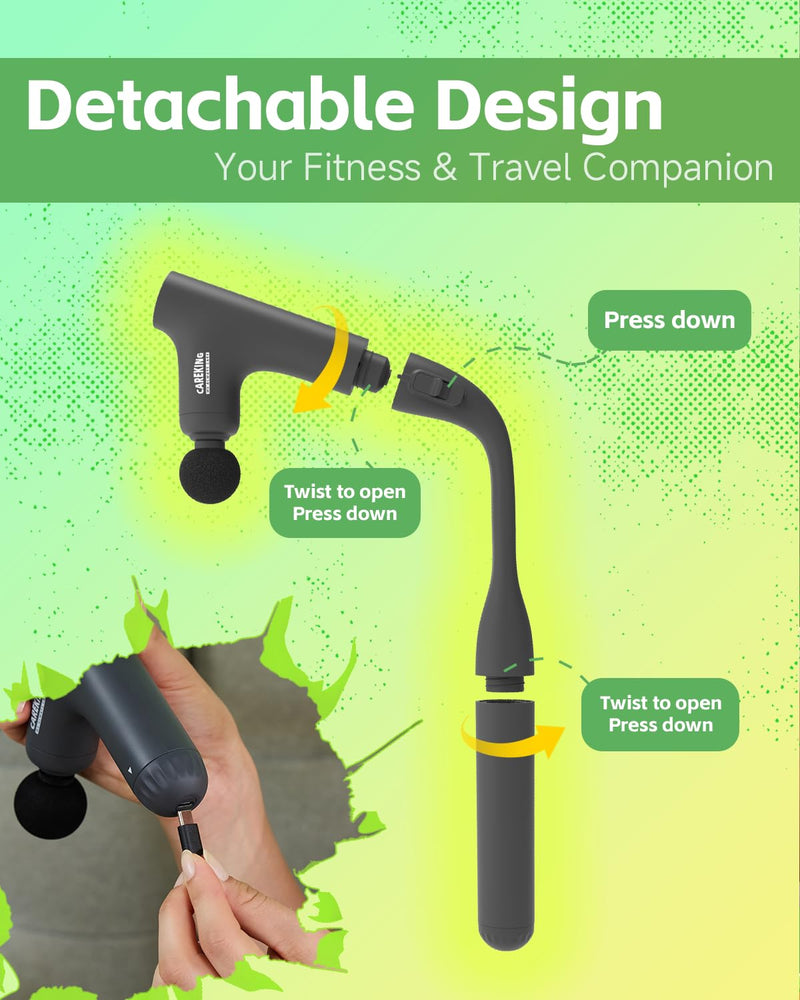 [Australia] - 3 Style Back Massage Gun with Extended Handle for Hard-to-Reach Areas, Convertible Massager Pain Relief Deep Tissue Percussion Muscle Massager Shoulder, and Legs for Men and Women 