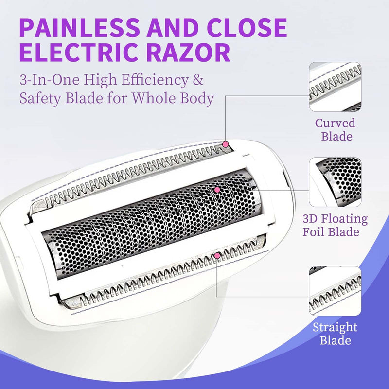 [Australia] - Electric Razors for Women Whole Body: 7 in 1 Hair Removal Kit，Rechargeable Body Shaver - Wet Dry Hair Remover - Trimmer for Lady Face Underarms Public White 