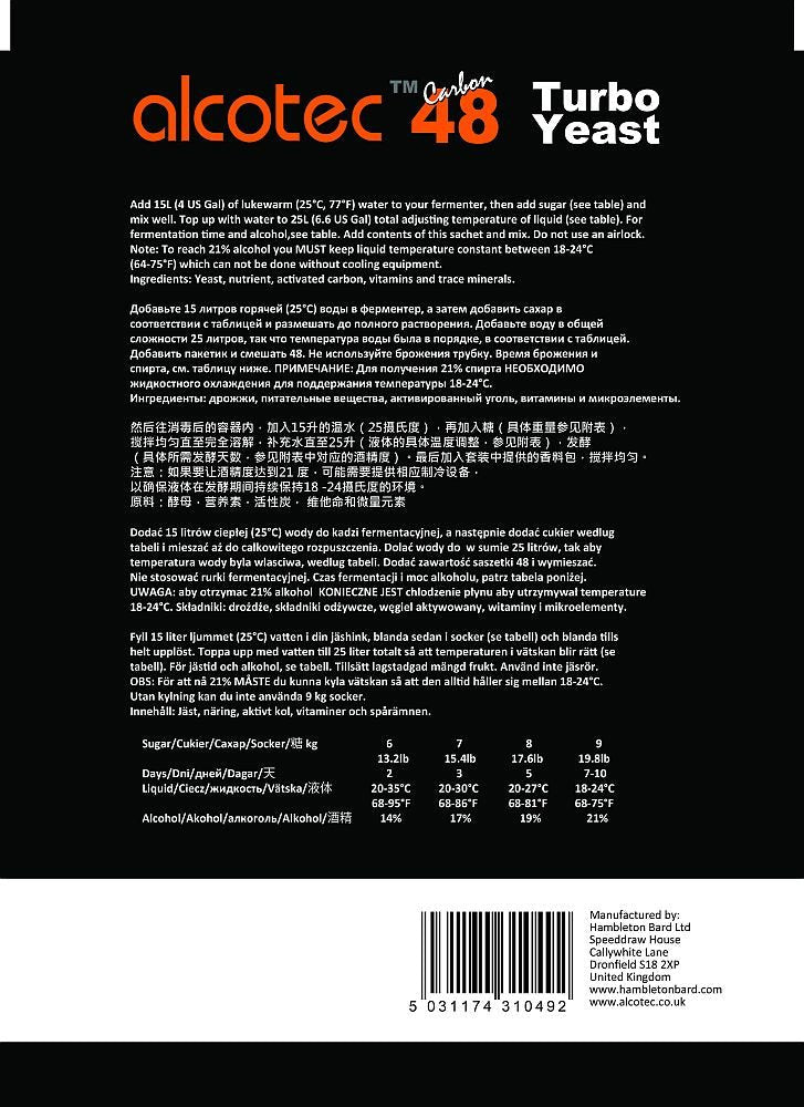 Alcotec 48 Carbon Turbo Yeast