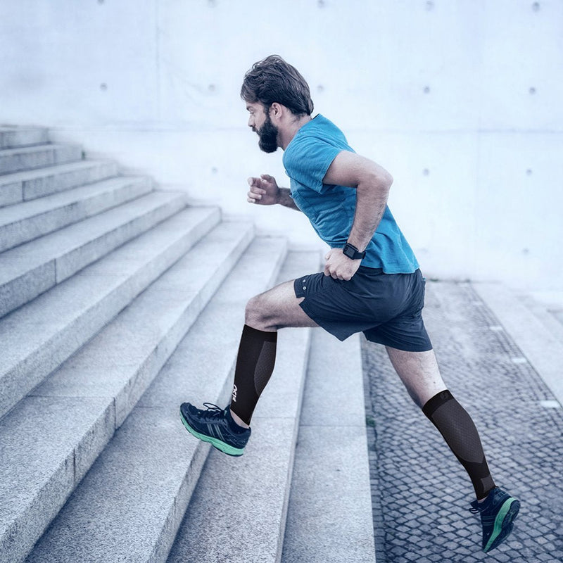 [Australia] - OS1st Calf Compression Sleeves for Men & Women relieves shin splints, leg fatigue and reduces recovery time Large Blue 