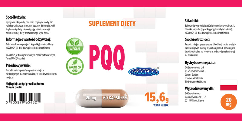 [Australia] - Hepatica PQQ (MGCPQQ) 20mg 60 Vegan Capsules, (Pyrroloquinoline Quinone), Laboratory Tested, High Dose, Non-GMO & Gluten Free 