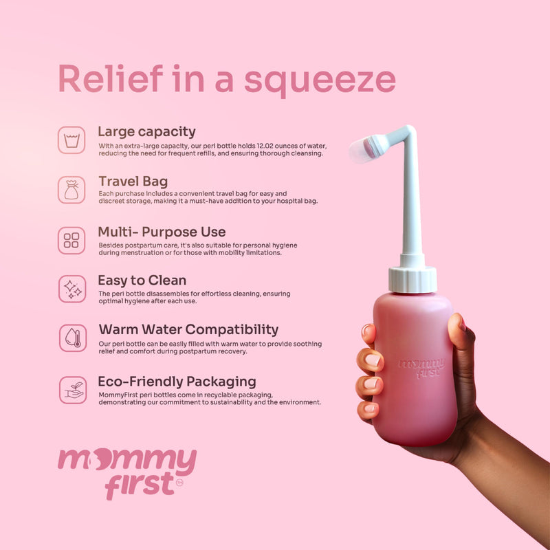 [Australia] - Peri Bottle for Postpartum Care from Mommy First™ | Upside Down Bottle for Perineal Cleansing and Recovery | Portable Bidet | Postpartum Essential | Baby Pink 12.2 OZ 12.2 Ounce 