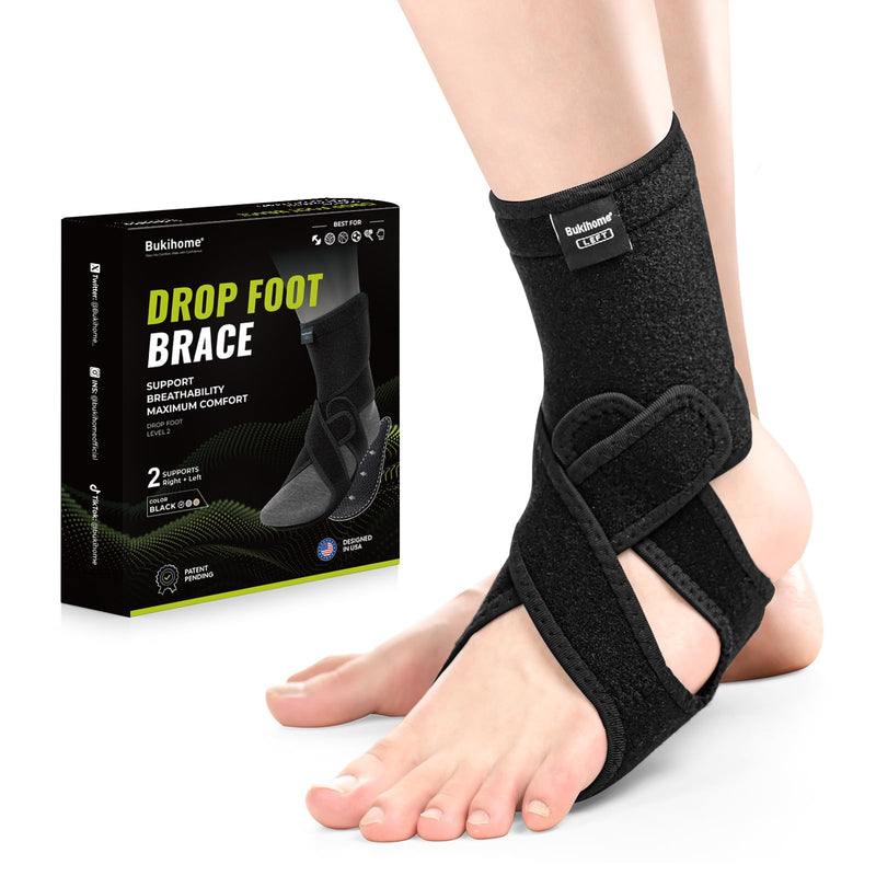 Bukihome Adjustable AFO Foot Drop Brace - Foot Support for Walking with Shoes, Socks, or Barefoot - Relieves Foot Drop, Plantar Fasciitis, Stroke & MS Recovery - Unisex（Include Left and Right）