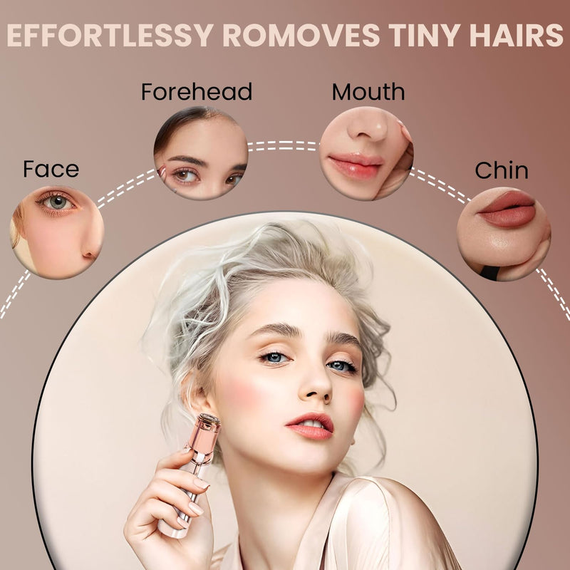 [Australia] - Facial Hair Remover for Women – Electric Face Razor with Light, Hair Removal for Upper Lip, Chin & Cheeks – Color Champagne 