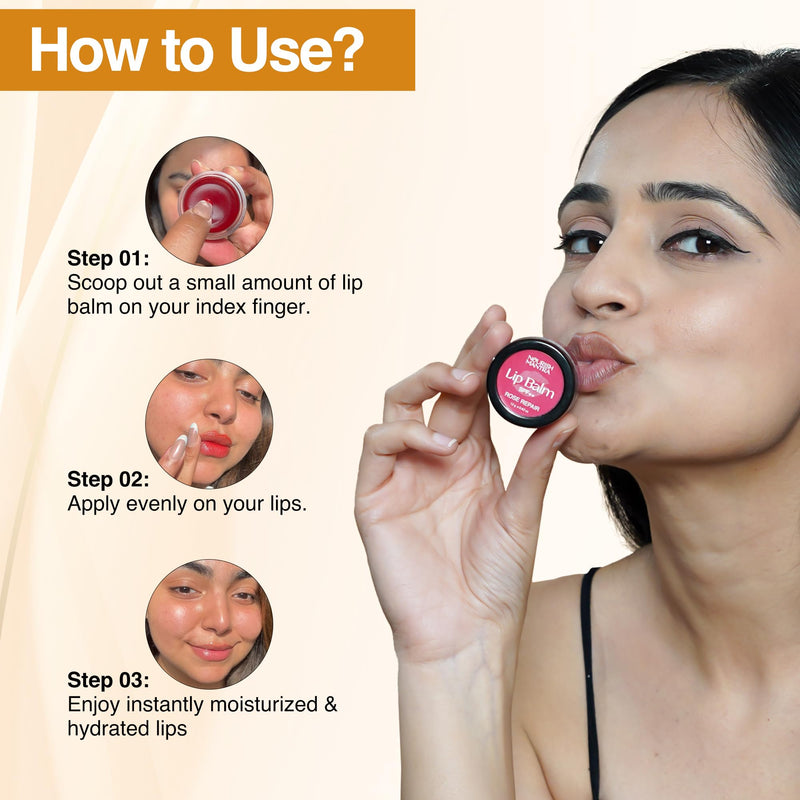 Nourish Mantra - Rose Repair Lip Balm with SPF | Made with Rose Extracts, Olive oil, Shea Butter, Vitamin E and Avocado Oil | For Dry, Chapped and Dark Lips | Best for Both Women and Men | 12g