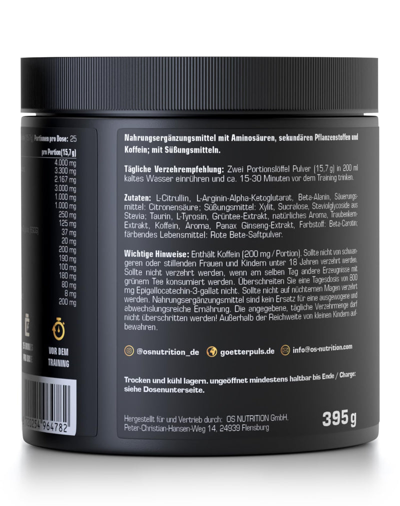 [Australia] - OS NUTRITION Götterpuls Premium Pre Workout Signature Edition 395g (prickly pear passion fruit) prickly pear passion fruit 
