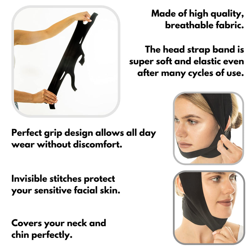[Australia] - Post Surgery Neck and Chin Compression Garment Wrap Bandage, Face Slimmer, Jowl Tightening, Neck Coverage, Chin Lifting Strap (M) M 