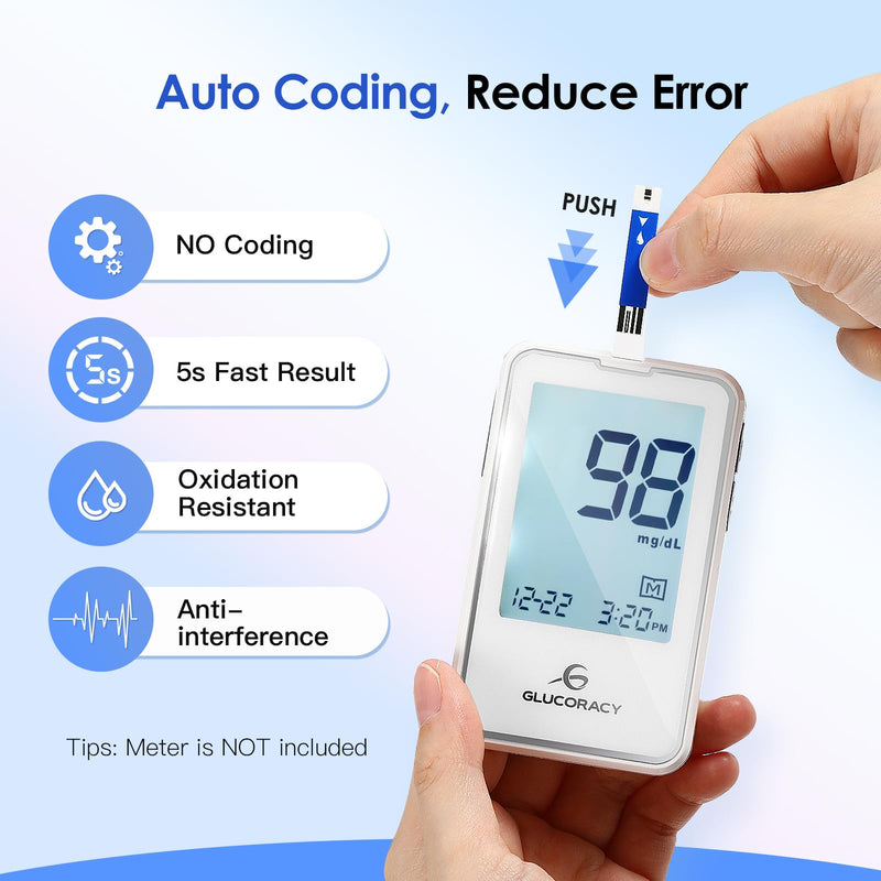 [Australia] - 300 Counts Blood Glucose Test Strips, Only Works with Glucoracy G-425-2 Blood Sugar Monitor, Self Diabetes Blood Glucose Home Monitoring, 6 Vials 50 Pieces Per Vial 1 Count (Pack of 300) 