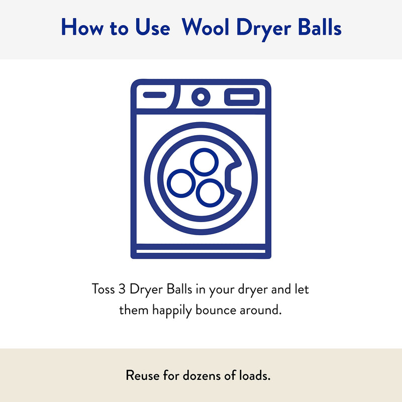 Clean People 100% New Zealand Wool Dryer Balls - 3 Pack - Organic Natural Wool for Laundry, Fabric Softening, Anti Static, Baby Safe, No Lint, Odorless and Reusable - Replaces Hundreds of Dryer Sheets