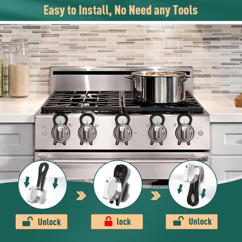 [Australia] - Gas Stove Safety Knob Lock, Baby Proof Stove Oven Locks, Kids Proof Stove Guard, Clear (Pack of 5) Black 