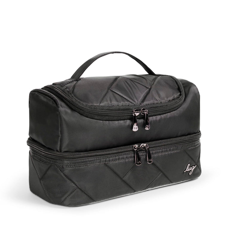 Lug Stowaway Cosmetic Case, NAVY NAUTICAL - Spacious Travel Toiletry Bag with Wipeable Bottom and Exterior Pockets