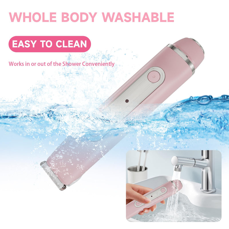 [Australia] - Bikini Trimmer for Women - 2 in 1 Women Electric Razors,Cordless Body Shaver for Trip,Replaceable Lady Facial Razor, IPX6 Waterproof&Easy Cleaning, Ceramic Blade, USB Charge 706 Pink 