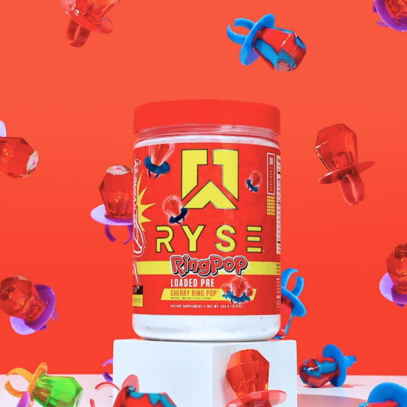 [Australia] - RYSE Up Supplements Loaded Pre Workout Powder Supplement for Men & Women | Pumps, Energy, Focus | Beta Alanine + Citrulline | 390mg Caffeine | 30 Servings (Cherry Ring Pop) Cherry Ring Pop 
