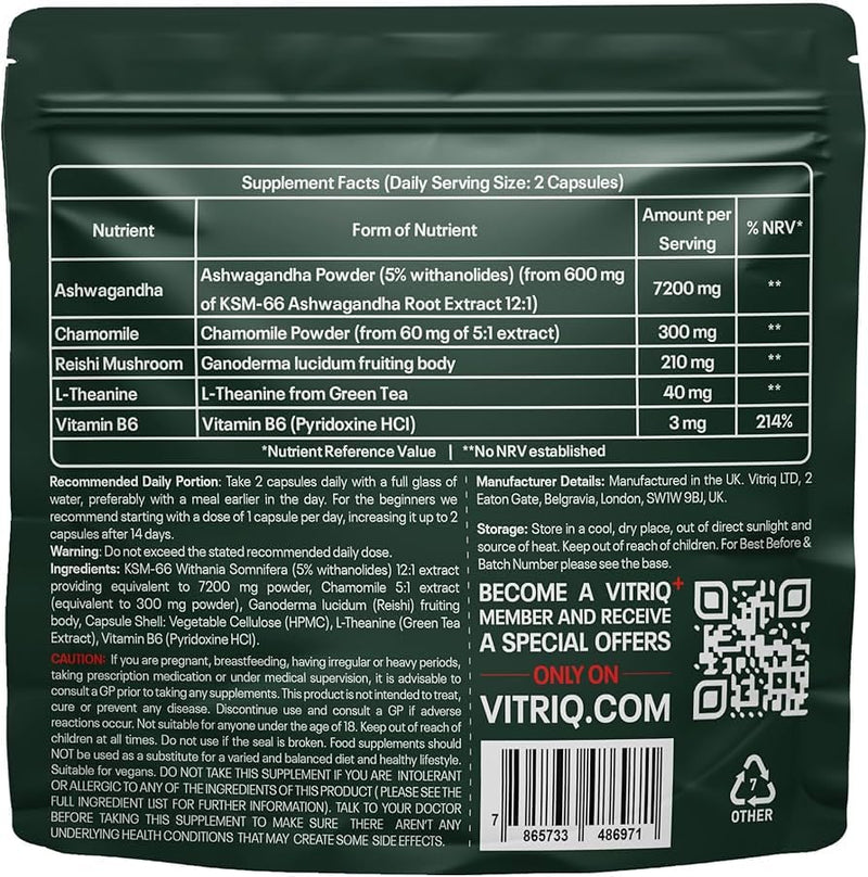 Ashwagandha High Strength KSM-66® Organic Complex 7200mg – 1-a-Day Vegan Capsule for Stress, Anxiety Relief & Restful Sleep – Enhanced with Chamomile, Reishi, L-Theanine & Vitamin B6 – 60 Servings Ashwagandha - 7200mg 60 count (Pack of 1)