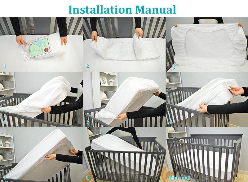 [Australia] - American Baby Company Waterproof Fitted Crib and Toddler Mattress Protector, Quilted and Noiseless Crib & Toddler Mattress Pad Cover, White, 52"x28"x9" 1 Count 