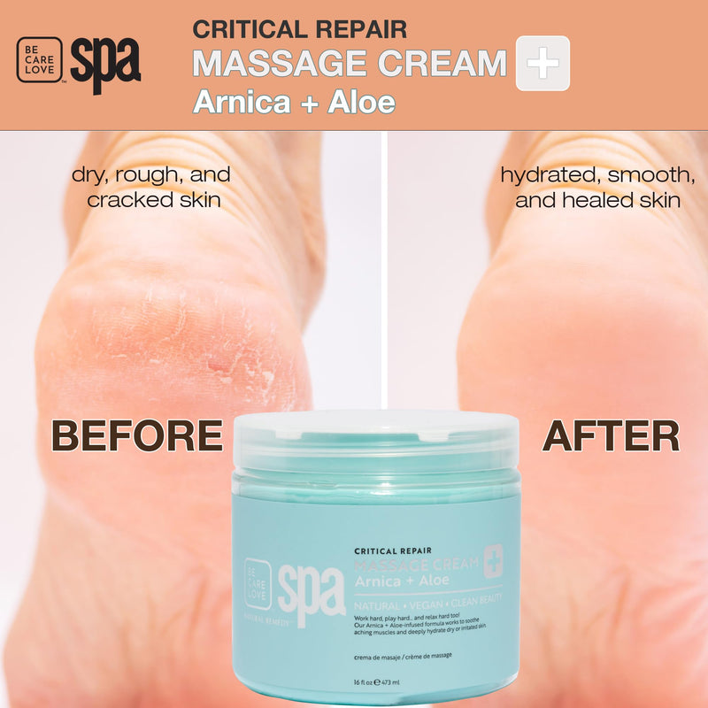 [Australia] - BCL Spa Critical Repair Massage Cream with Arnica, Aloe Vera, Kelp, Argan Oil, Shea Butter | Soothing Relief and deep Skin Nourishment Body Moisturizer, Vegan, Organic | Made in USA | 16 fl oz Arnica & Aloe 16 Fl Oz (Pack of 1) 