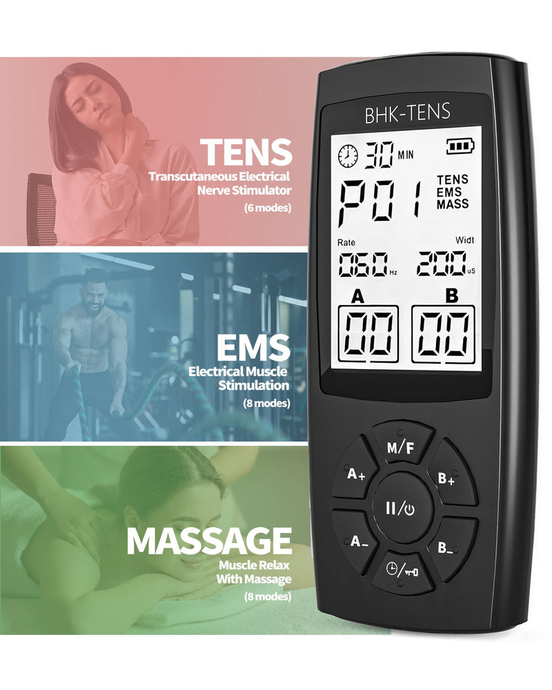 TENS Unit Muscle Stimulator for Pain Relief Therapy, 22 Modes EMS TENS Machine, Electronic Muscle Relaxer for Shoulder Pain Relief, Back Pain, Shoulder Neck Pain Relief Black