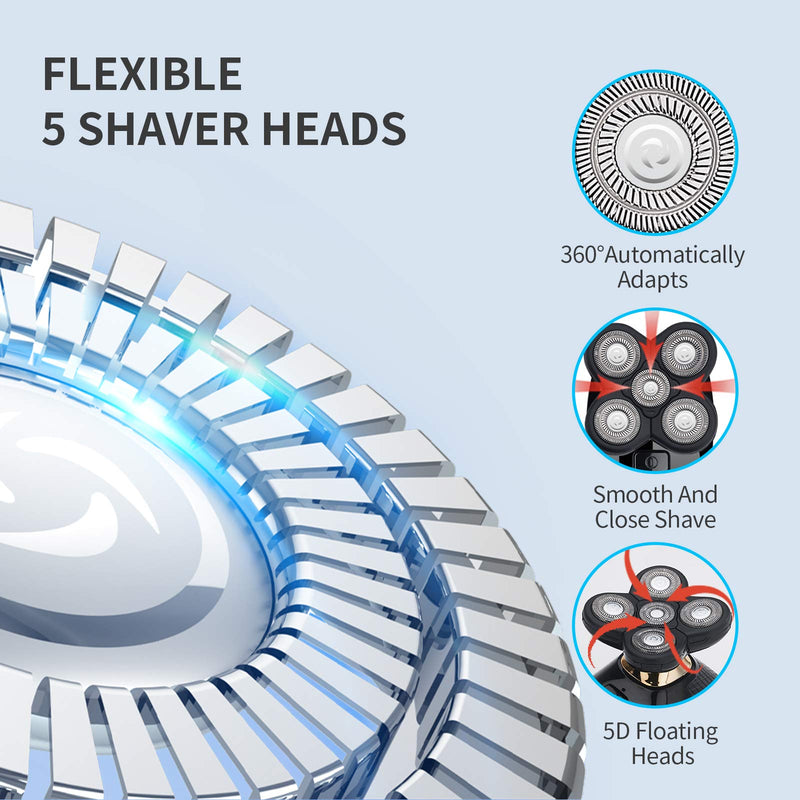 [Australia] - 4 in 1 Electric Head Shaver Set - Bald Shaver, Wet & Dry, Cordless, with Nose & Ear Trimmer, Facial Cleansing, Rechargeable, IPX6 Waterproof Jk-5588 