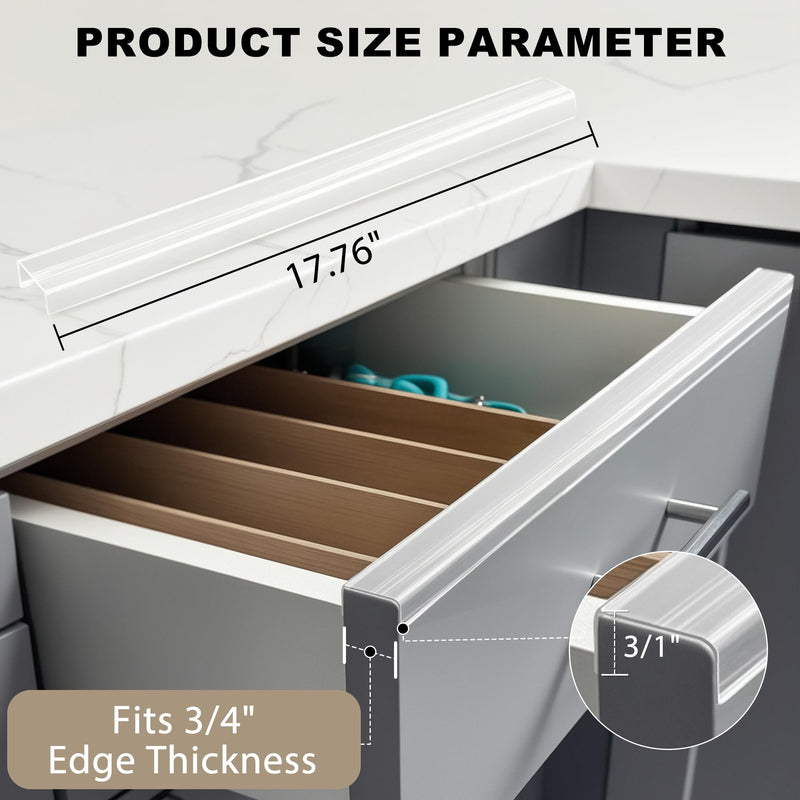 [Australia] - Cabinet Protectors for Kitchen Cabinets, Cabinet Door Protector Trash Drawer Protector Edge Guard, Plastic Slip on Protectors for Cabinets‚Äì 3/4" Thick, 18" Length 18" Length x 3/4" Thickness 4 