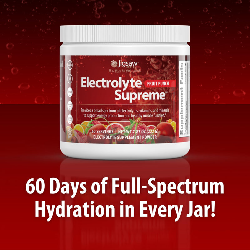 Jigsaw Health Electrolyte Supreme | Broad Spectrum of Electrolytes + Trace Minerals | Fruit Punch Flavor | 60 Servings (Jar)
