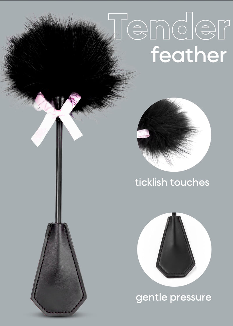 [Australia] - Feather Tickler Crop Black Faux French Feather Black1 