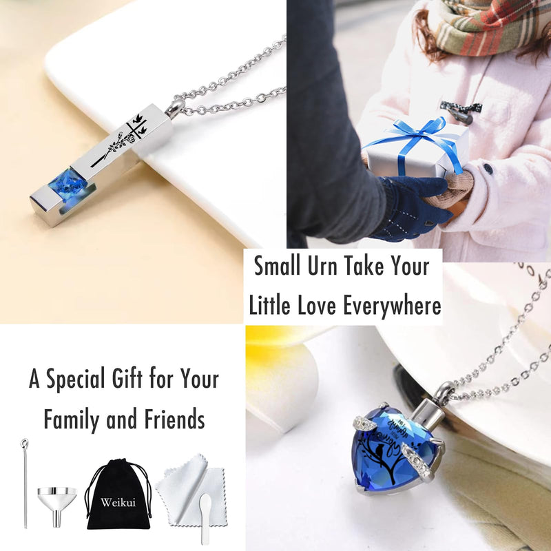 [Australia] - Cremation Urn Necklace for Ashes Set of 6- Small Cremation Urns for Human/Pet Keepsake Sharing Urns Memorial Ashes Holder-A Limb has Fallen from The Family Tree (6Pcs-Blue) 6pcs-blue 