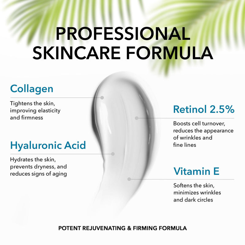 Collagen Cream for Face with Retinol - Anti Aging Face Moisturizer, 1.7 oz | Day & Night Cream for Face with Hyaluronic Acid & Vitamin E - Visibly Firming & Tightening Face Cream for Women & Men