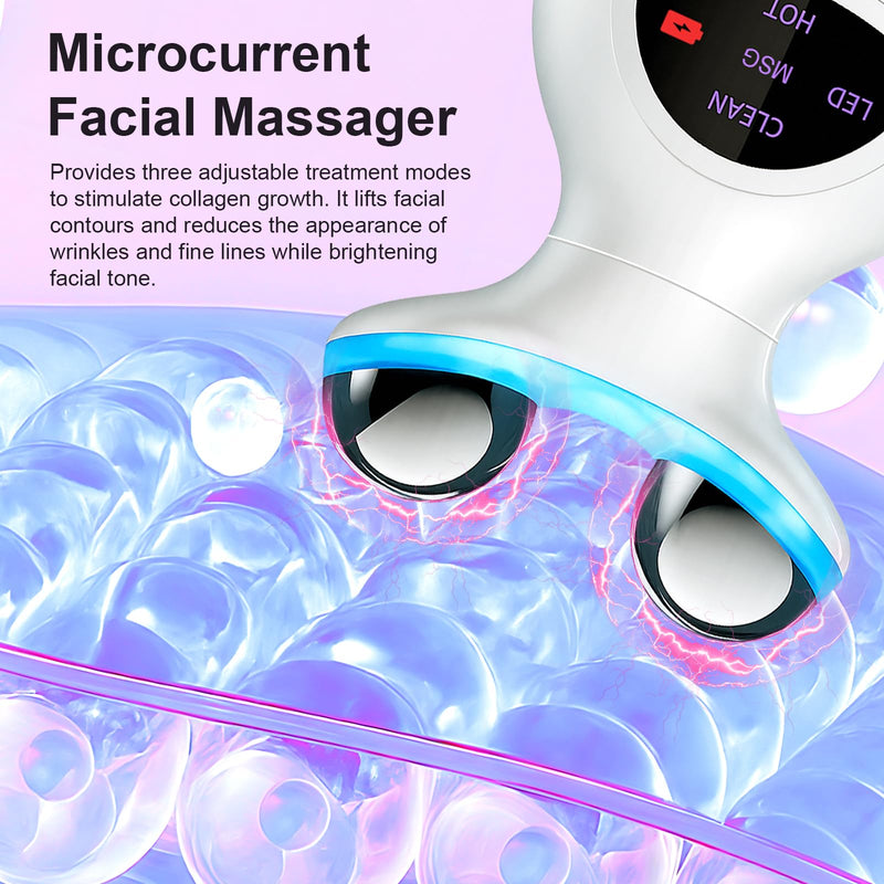 [Australia] - Microcurrent Facial Device, 7 Colors for Fading Fine Lines on Neck and Tightening Skin, Facial Wrinkle Removal Device, Smart Photon Micro-Current Device, White 
