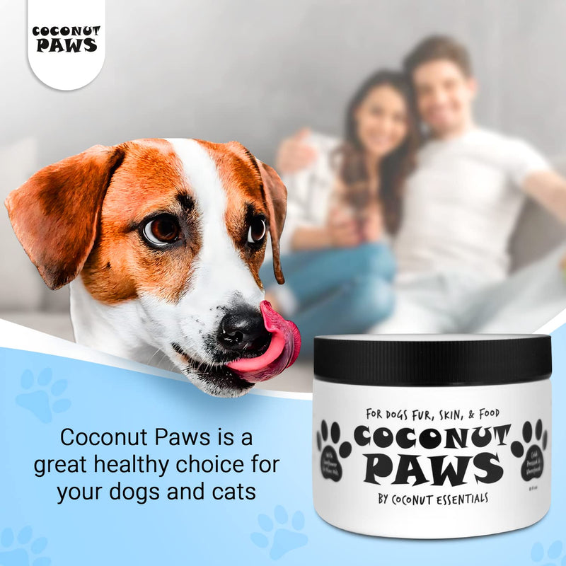 Coconut Paws Coconut Oil for Dogs Skin and Coat, Itching Relief, Hot spot Treatment, Hair Loss, aceite de Coco para Perros | w/Olive & Sunflower Oils | Vet Recommended 8oz - COCONUT ESSENTIALS - PawsPlanet Australia