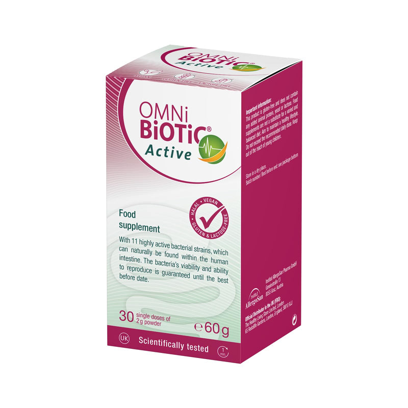 OMNi BiOTiC Active | Supplements Gut Flora with Key Bifidobacteria and Lactobacilli | Probiotic Powder | Ideal After Diets or an Unbalanced Diet | Halal | Vegan | for Daily use | 30 Portions (60 g)