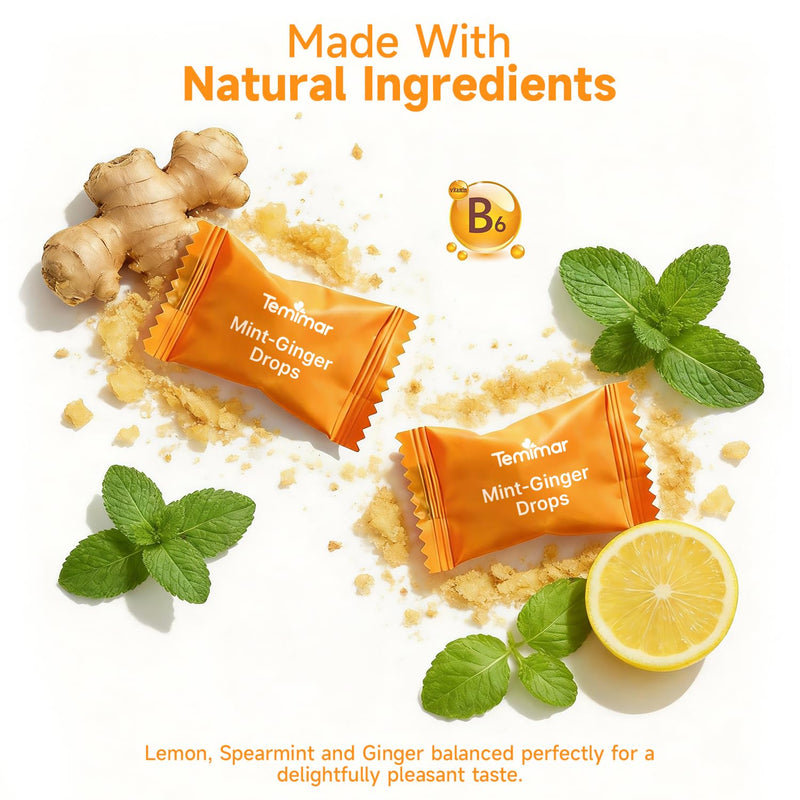 Morning Sickness Drops, Nausea Relief for Pregnant Women, Ginger Candy for Upset Stomach & Motion Sickness Relief, Added Vitamin B6 for Pregnancy Nausea Relief, 30 Individually Lozenges Morning Sickness 30 Count