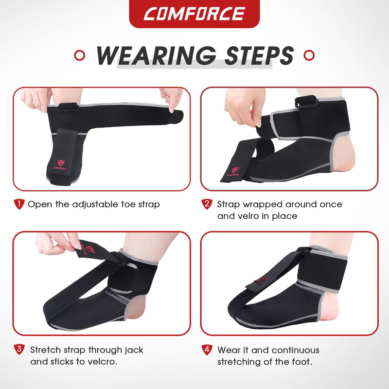[Australia] - COMFORCE Adjustable Plantar Fasciitis Night Splint, Non-Slip Plantar Fasciitis Socks for Relieving Foot Pain, Plantar Fasciitis, Achilles Tendonitis, Heel Spurs, Flat Arches, L (Black) 